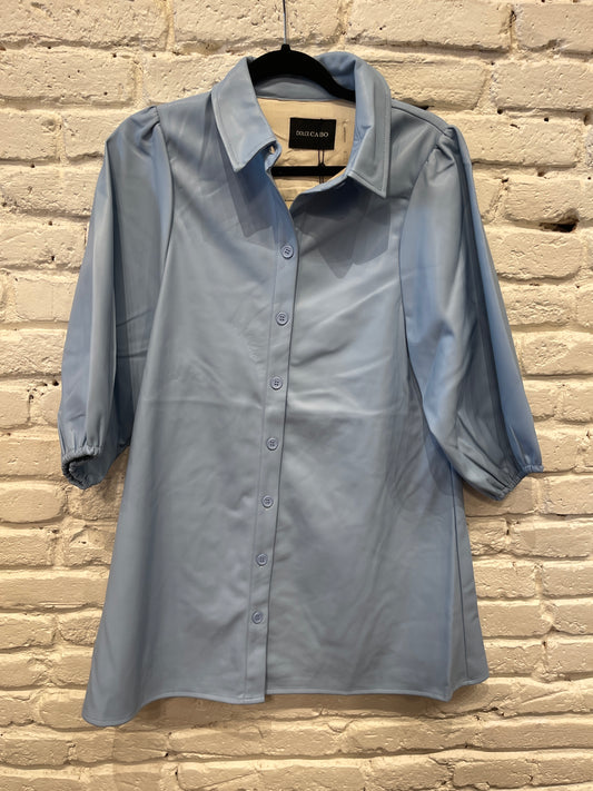 BABY BLUE LEATHER DRESS