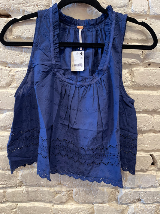 MARINA EYELET TANK BLUE