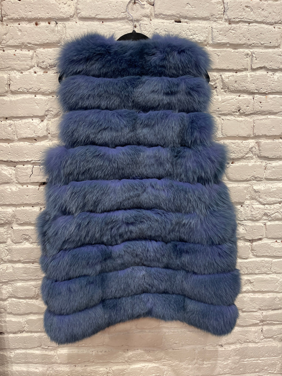 SILK REVERSIBLE GENUINE FOX FUR BUBBLE VEST DM3075