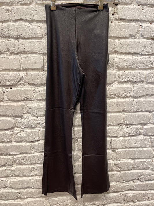 FAUX LEATHER CROPPED FLARE ESPRESSO