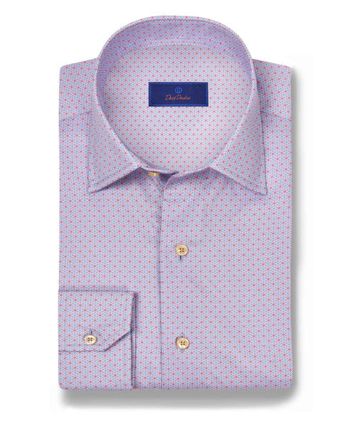 Sky & Lilac Micro Geometric Print Sport Shirt