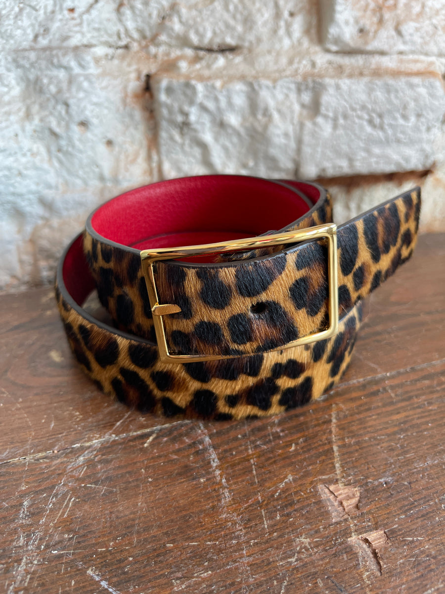 RED & LEOPARD 1.25" HAIRCALF BELT