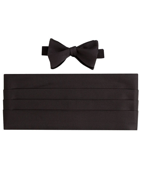 Black Faille Self-Tie Bow Tie & Cummerbund Set