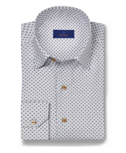 White & Sky Geometric Print Sport Shirt