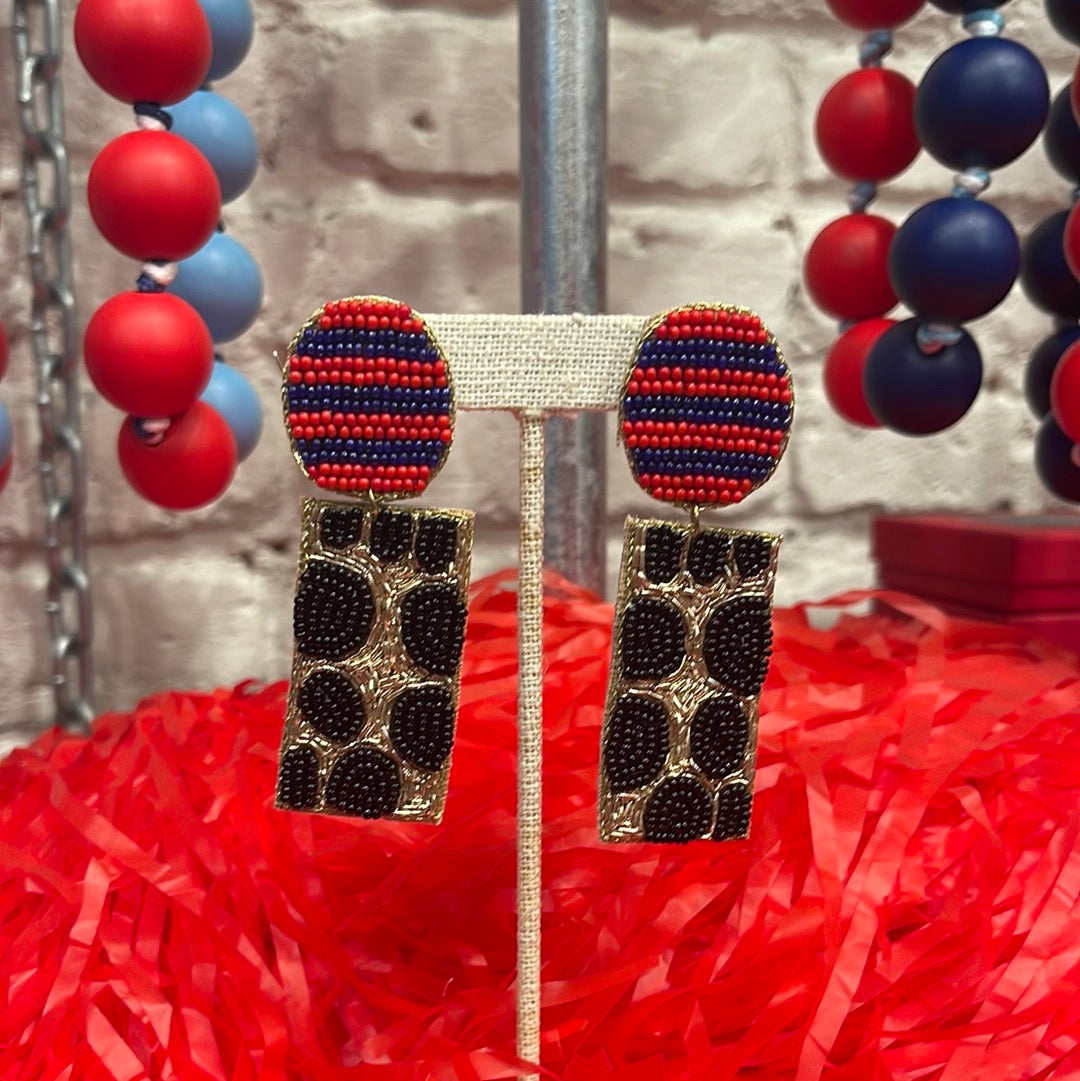 LEOPARD RED & BLUE EARRINGS