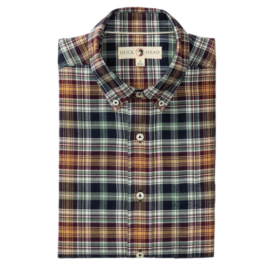 Cotton Flannel Sport Shirt - Eckard Plaid (Maritime Blue)