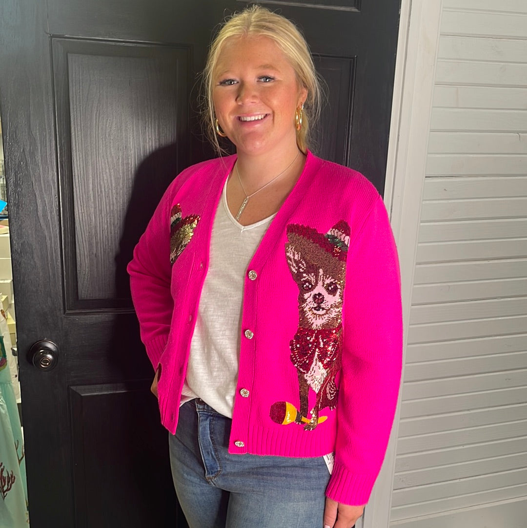 HOT PINK CINCO DOG CARDIGAN