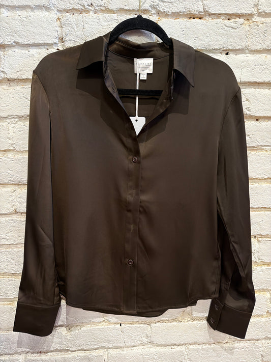 SATIN BUTTON UP MUD P226