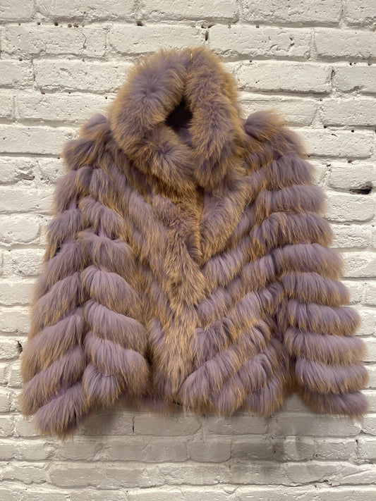 SILK REVERSIBLE FUR BOMBER LAVENDER