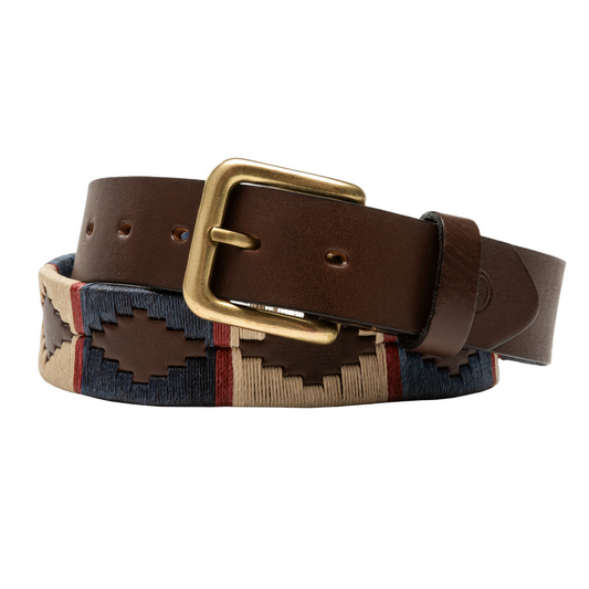 Woven Leather Polo Belt (Navy)