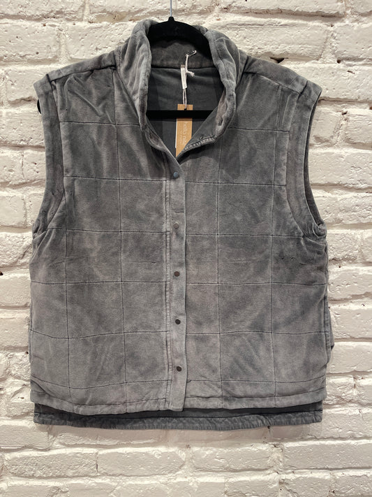VELOUR QUILTED VEST OBSIDIAN