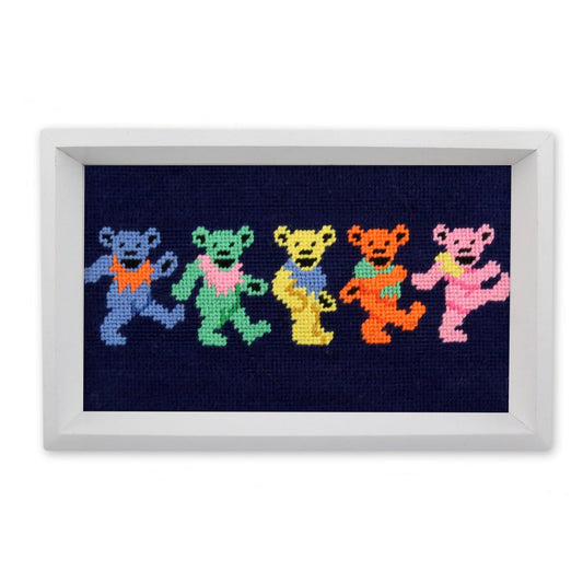 Dancing Bears Valet Tray (Dark Navy) (White Wood)