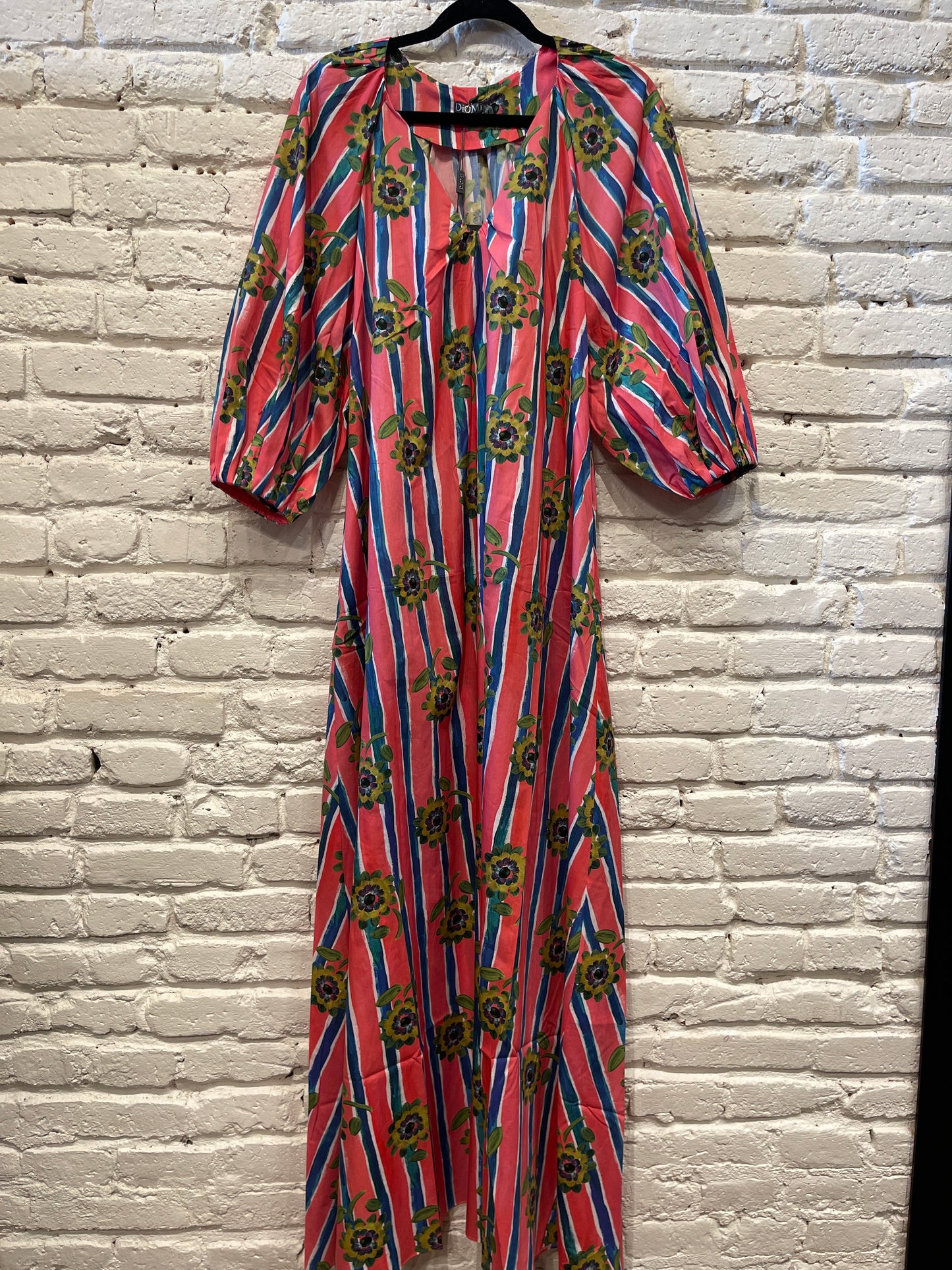 LONG BUBBLE DRESS PINK STRIPE DM3092CT