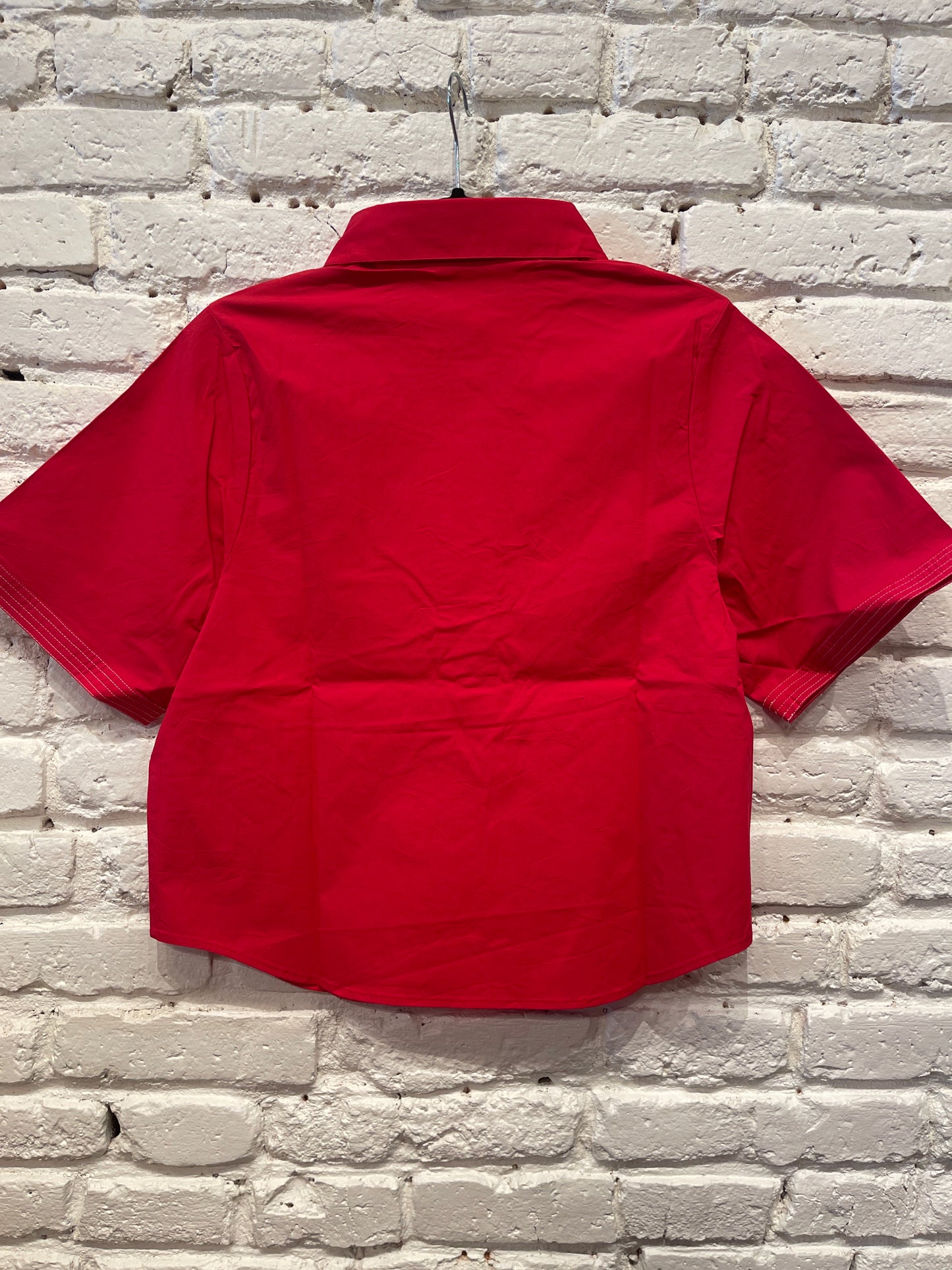 SPLIT NECK TOP RED