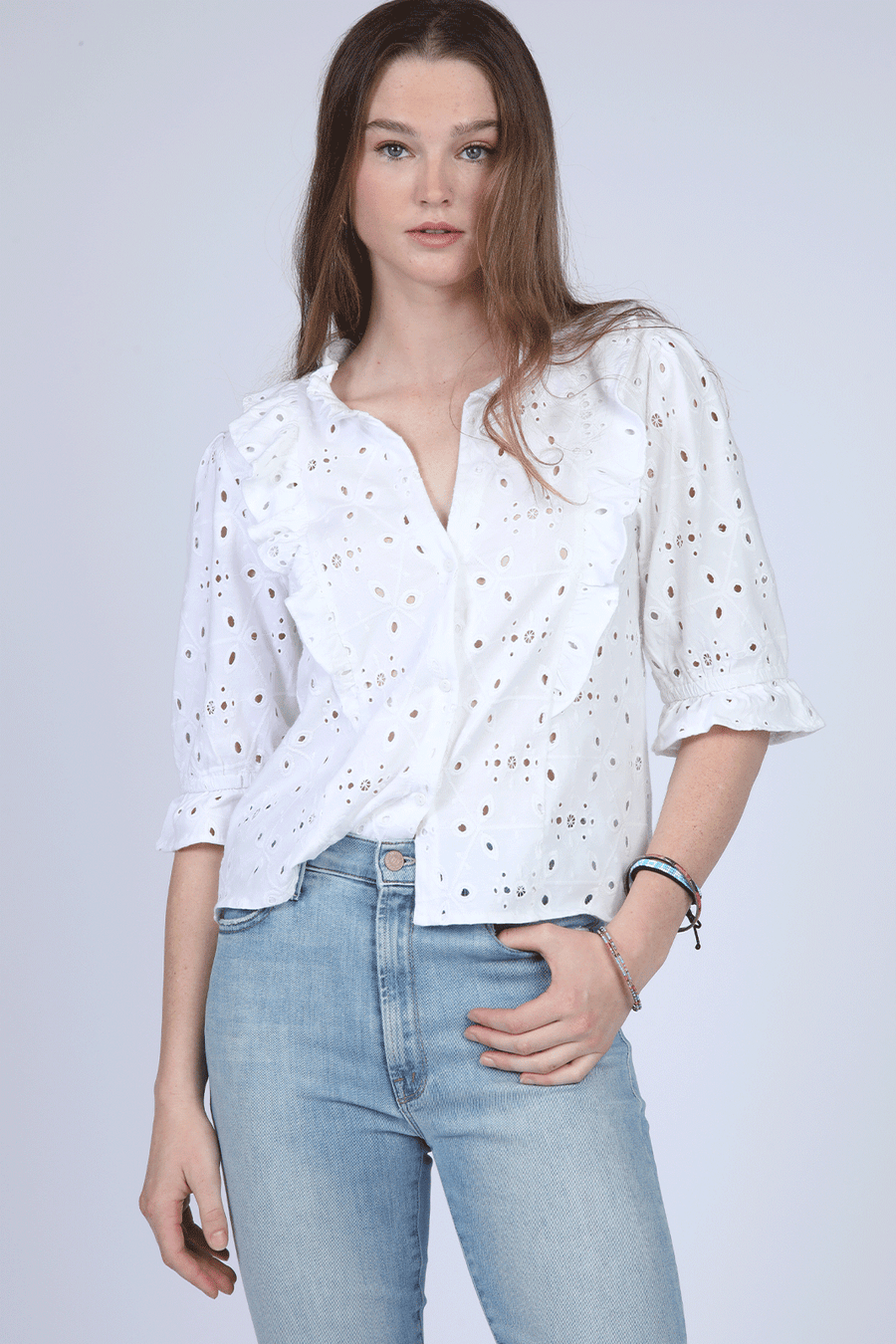 DELANEY WHITE EYELETT BLOUSE