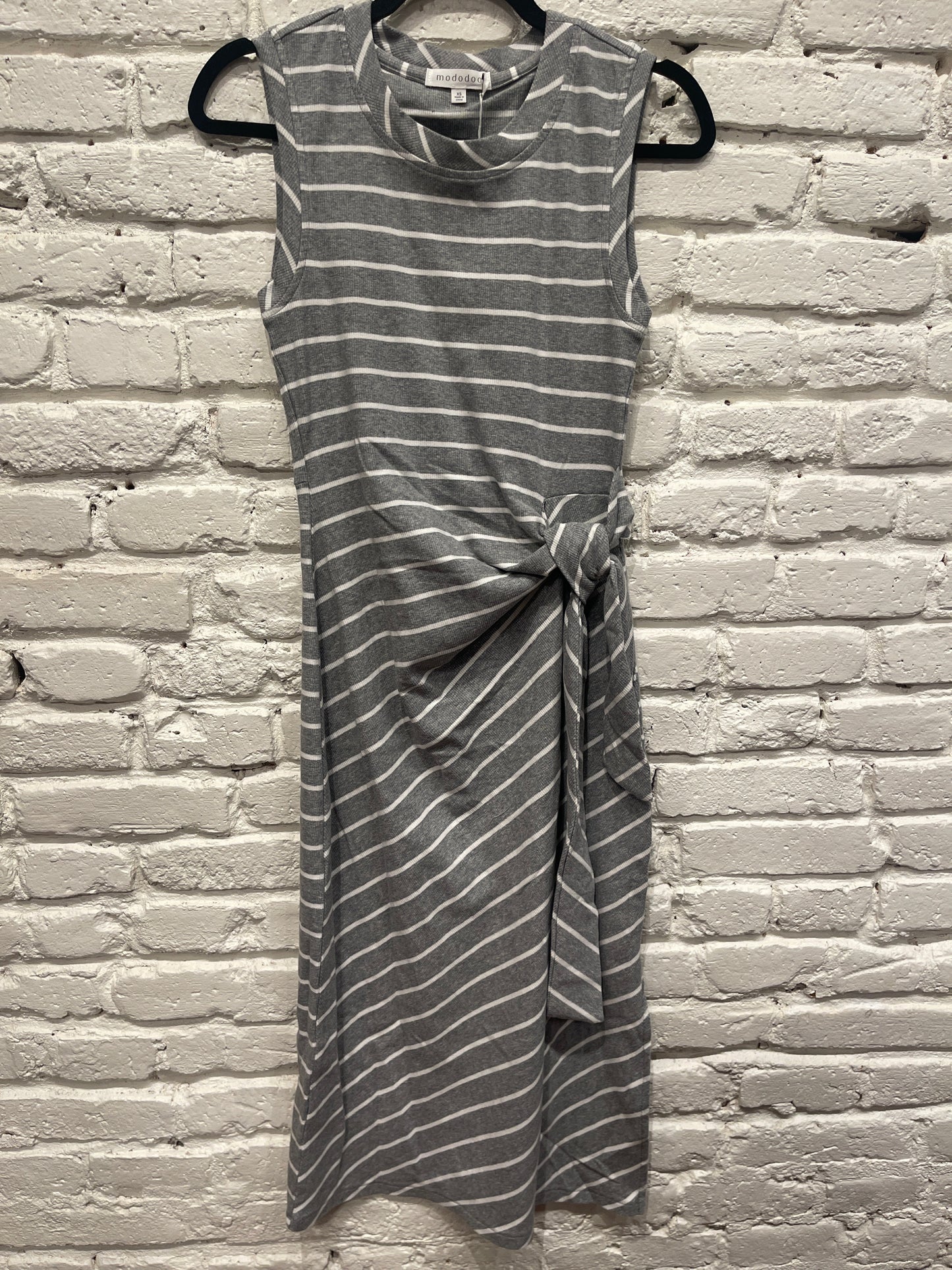 SIDE TIE HTR GREY MIDI TANK DRESS