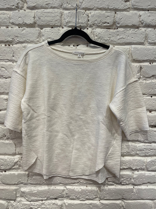 ELBOW SLV CURVE HEM TEE CLOUD
