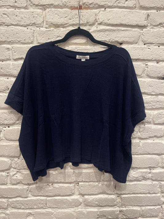 NAVY HALF SLV DOLMAN OPEN CREW BOXY TOP