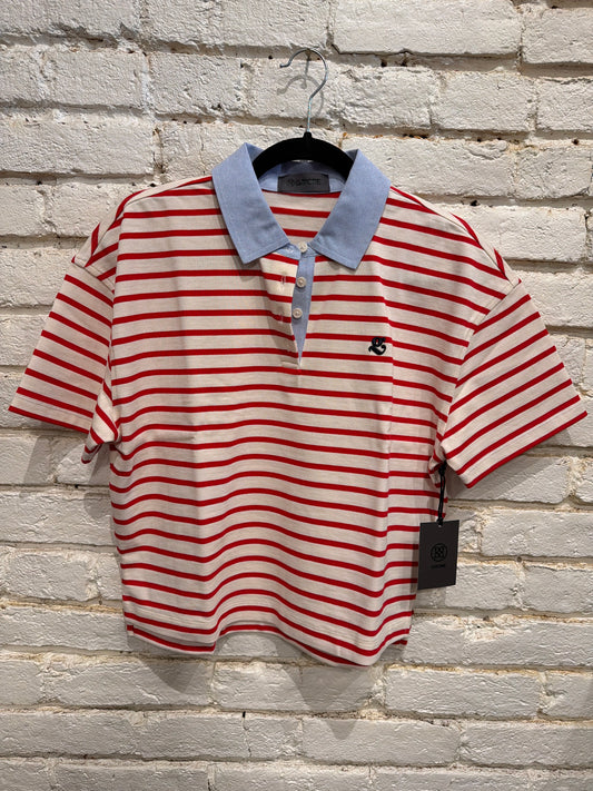 G SCRIBE BOXY RUGBY POLO CHALK WHITE/LAVA
