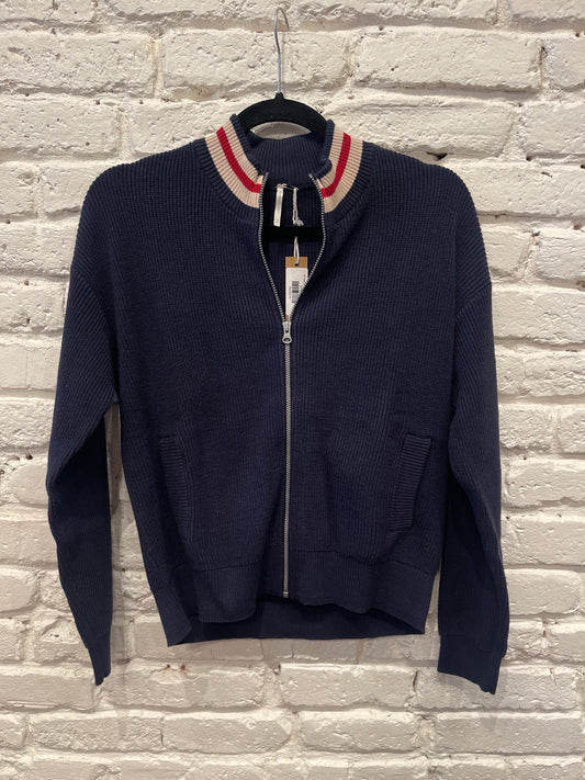 ZIP SWEATER JACKET NAVY/BRICK