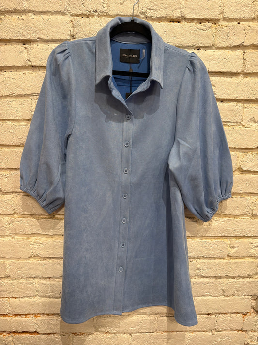 POWDER BLUE A-LINE SUEDE DRESS 75182