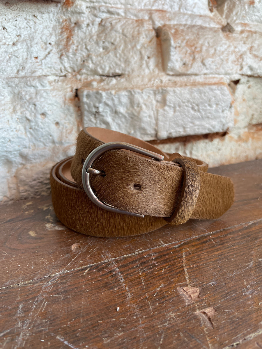 TAN 1.5" HAIRCALF BELT