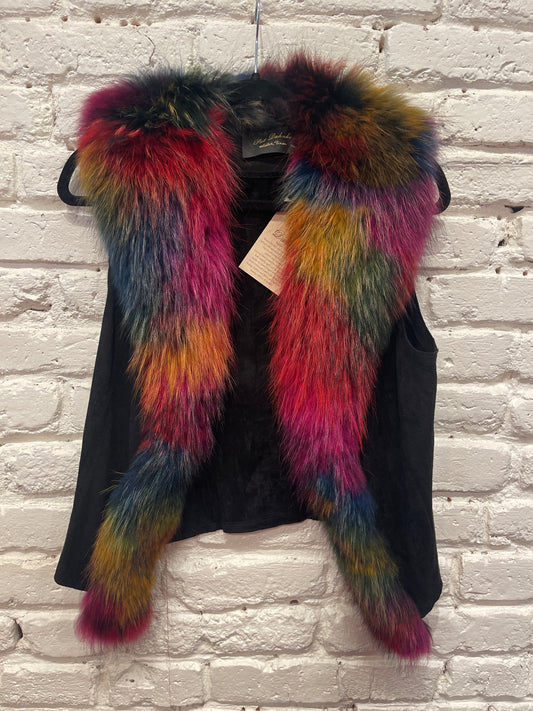REX RABBIT VEST W/ MULTI FOX TRIM