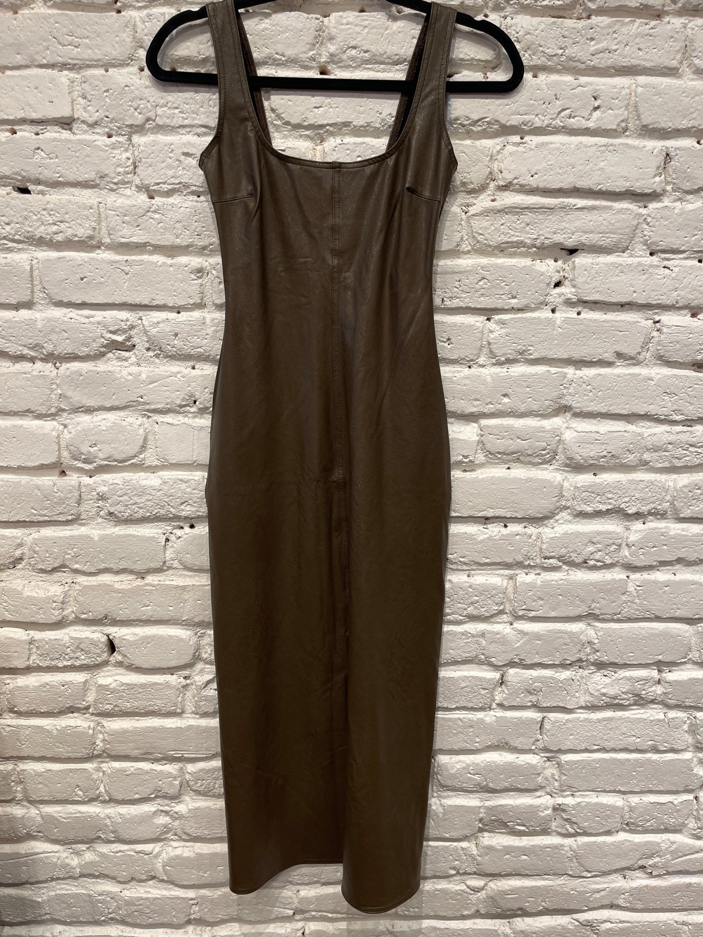 FAUX LEATHER MIDI TANK DRESS CADET