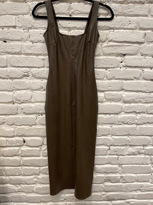 FAUX LEATHER MIDI TANK DRESS CADET