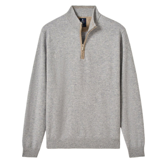 Niccolo Top Shelf Cashmere ¼ Zip Sweater (Light Gray)