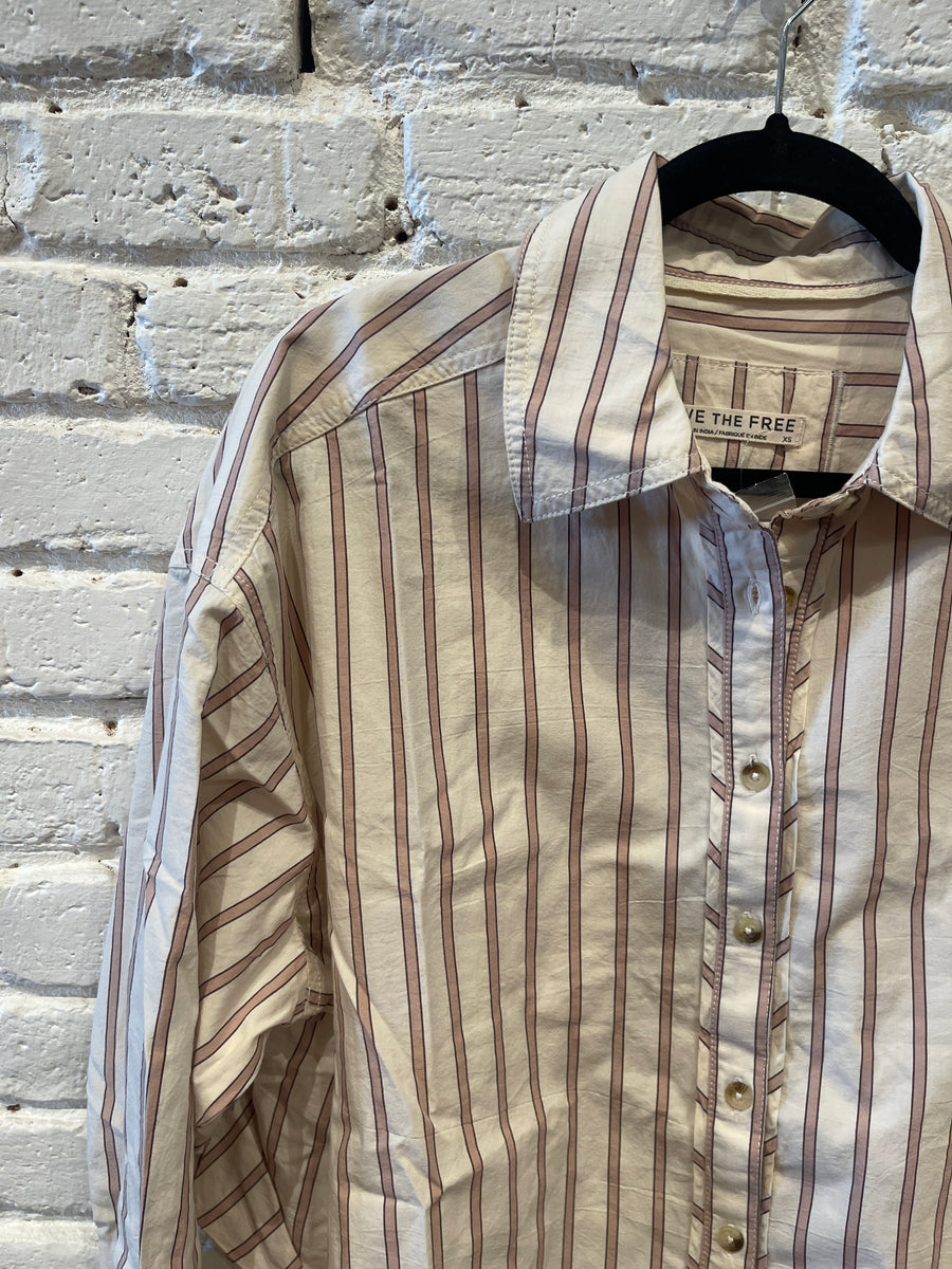 STRIPED VARSITY SHIRT IVORY