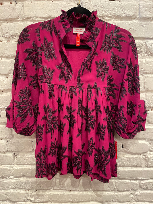 HIGH NECK TOP FLORAL METALLIC