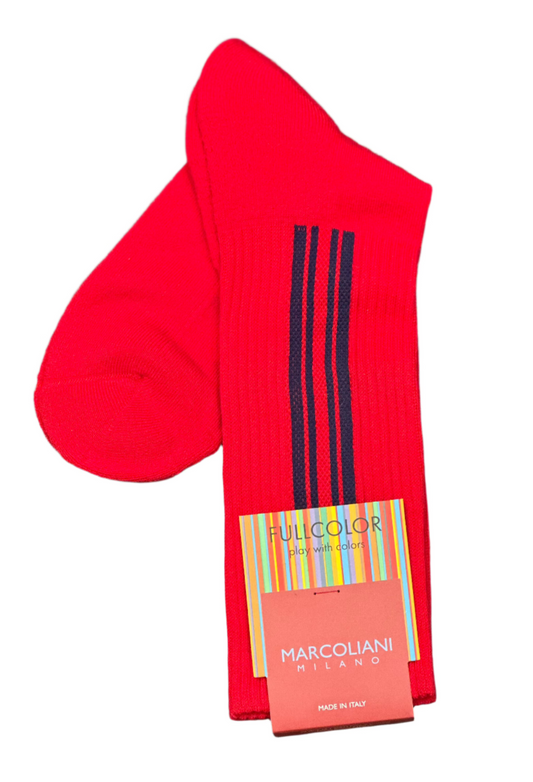 Vertical Stripe Socks (Red Royal)