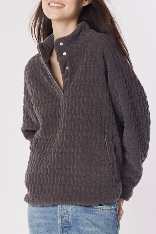 SUEDED QUILT THEA SNAP RAGLAN