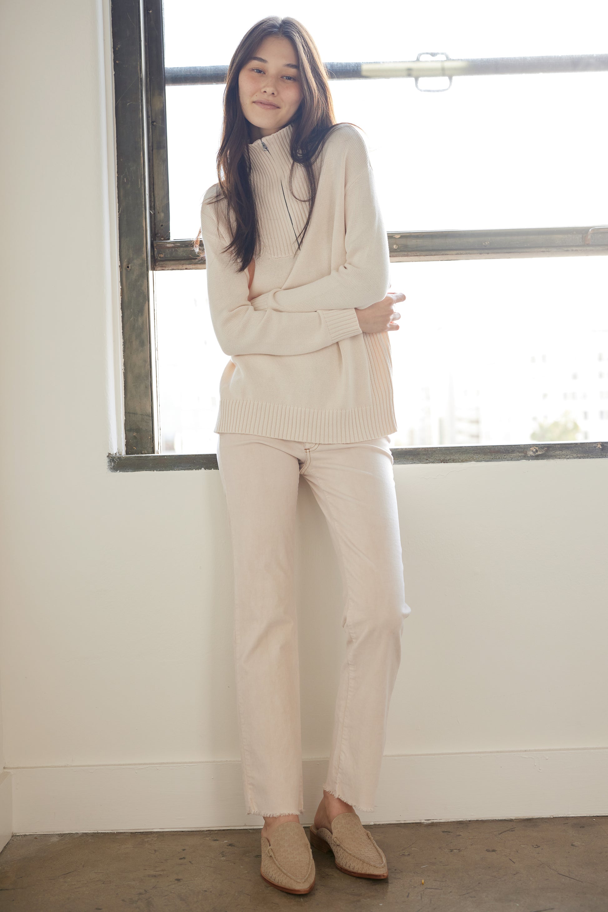 COTTON SWEATER HALF-ZIP