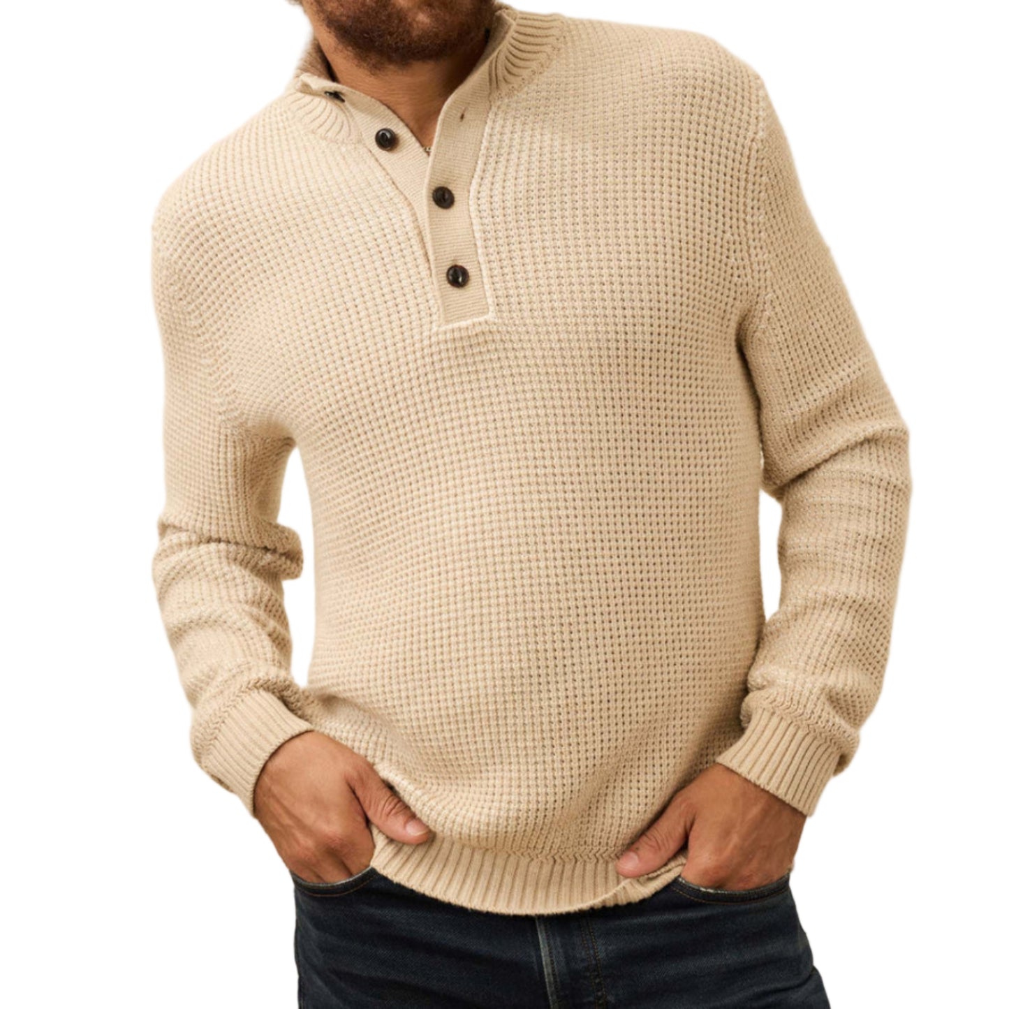 Quarter Button Sweater (Alpine Khaki)