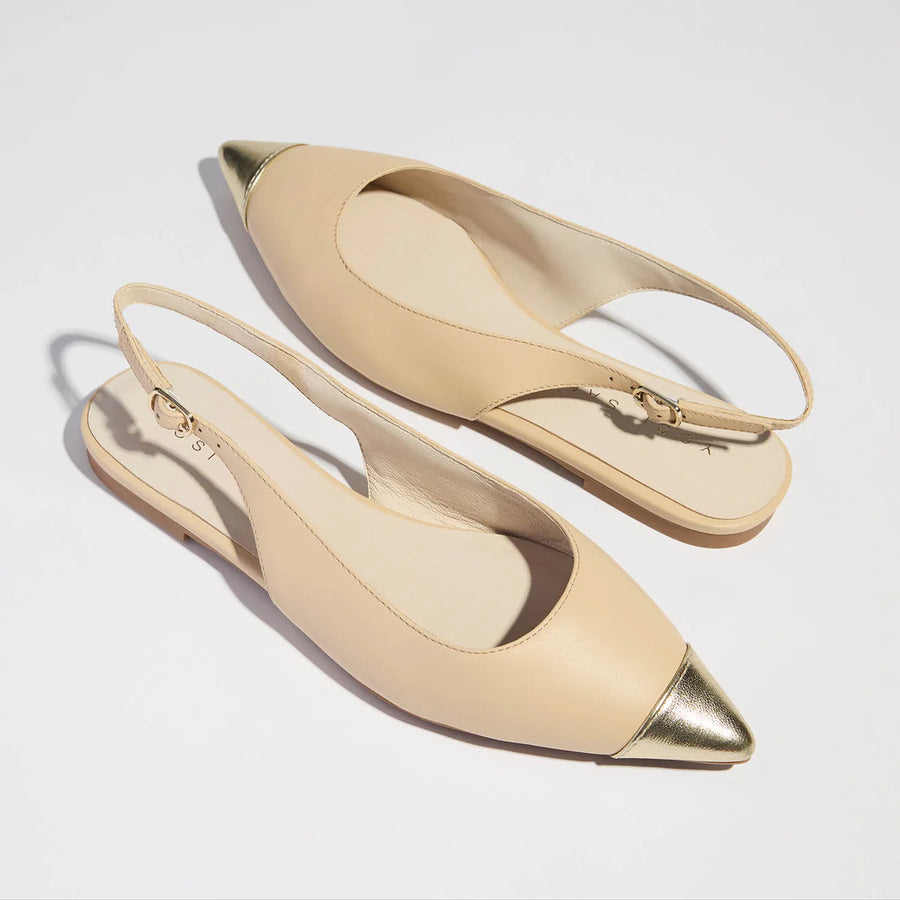 VERA SLING BACK BEIGE & GOLD