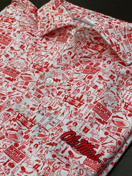 Ole Miss Tailgater 2.0 Printed Jersey Performance Polo (Red)