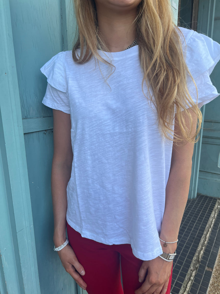 SS RUFFLE TEE VINTAGE WHITE