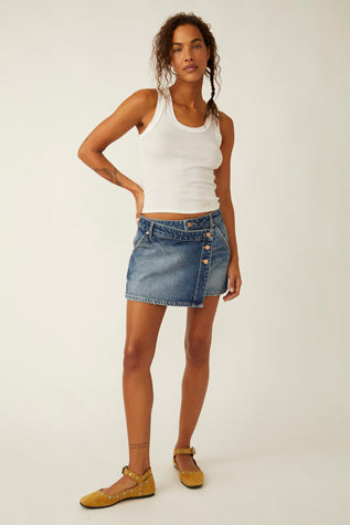 WYNNE DENIM SKIRT CORNFLOWER