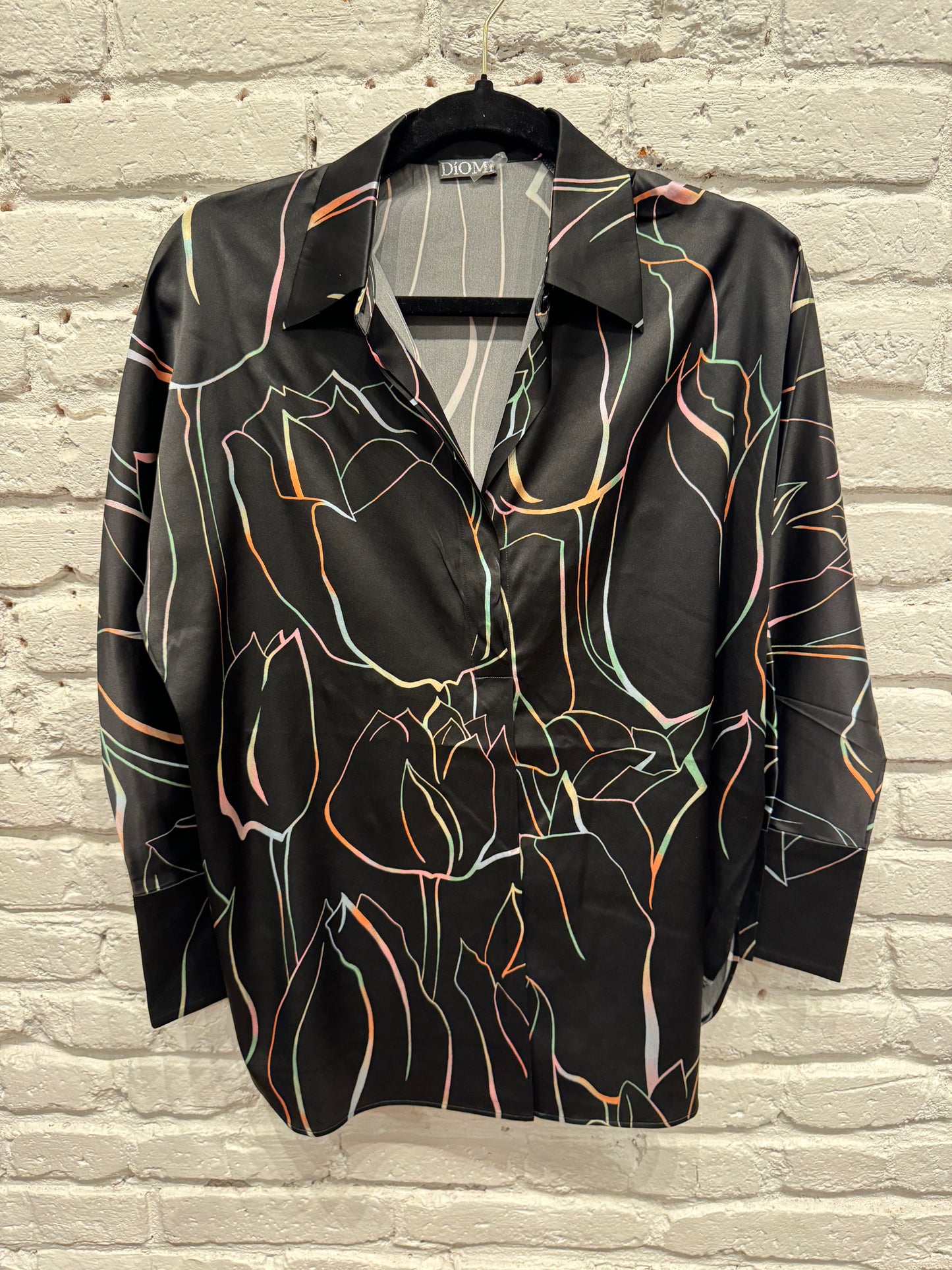 SILK COLLAR SHIRT LONG SLEEVE TULIP PRINTS T2297S