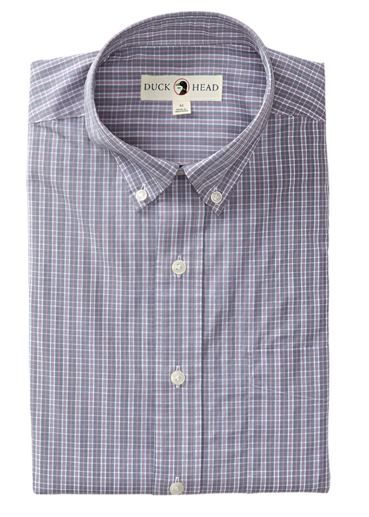 Cotton Poplin Sport Shirt - Stirling Plaid (Stone Blue)