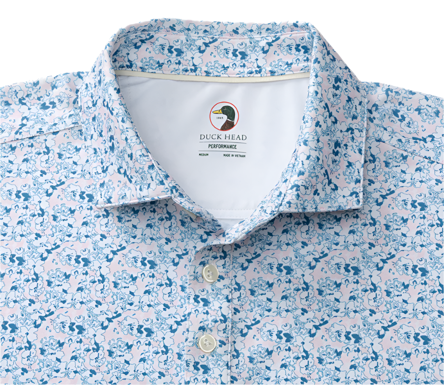 Long Drive Performance Polo - Canopy Floral Print (Pastel Pink)