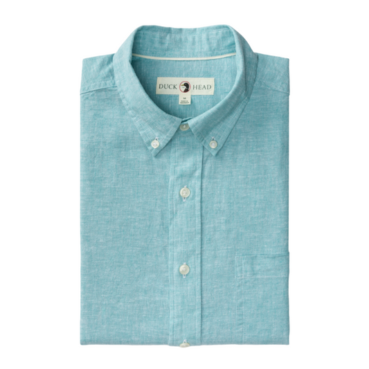 Linen Cotton Oxford Sport Shirt - Wallace Solid (Marine Blue)