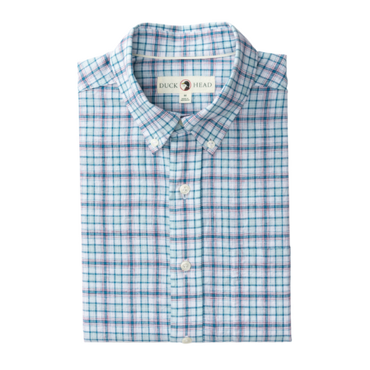 Linen Cotton Sport Shirt - Broome Plaid (Pastel Blue)