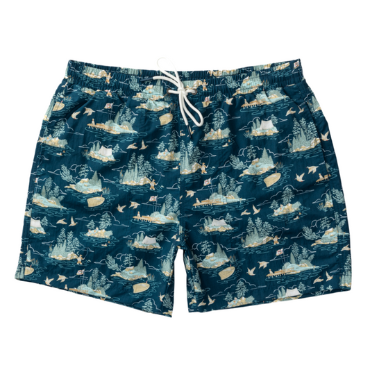 6” Print Sailport Swim Short (Dark Indigo)