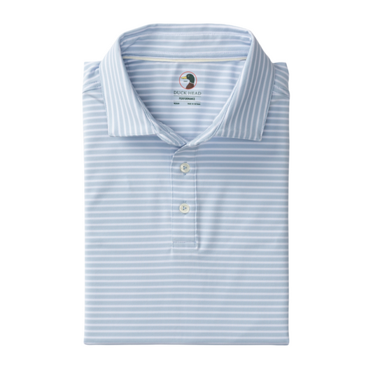 Long Drive Performance Polo - Davis Stripe (Light Blue)