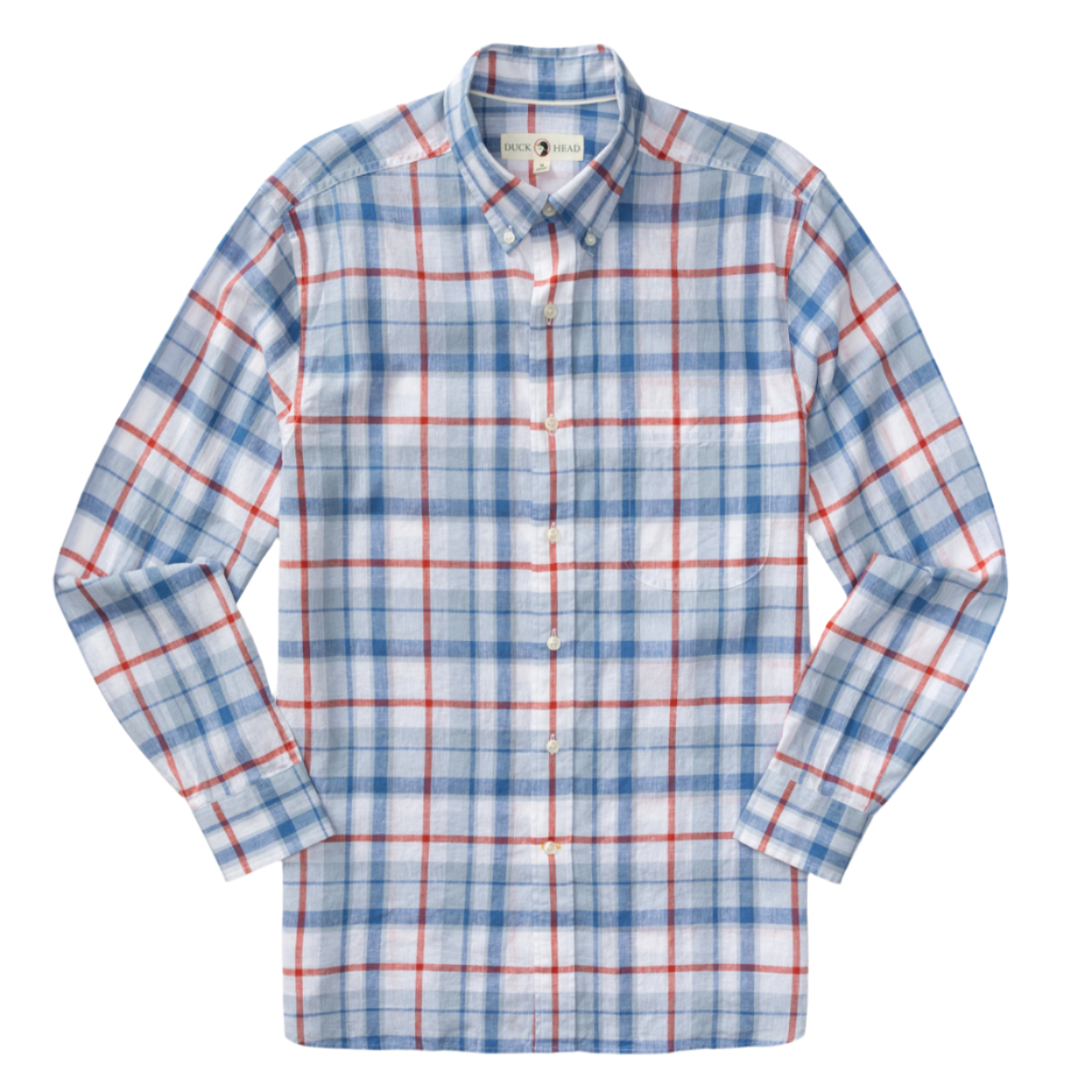 Linen Cotton Sport Shirt - Conner Plaid (Light Blue)