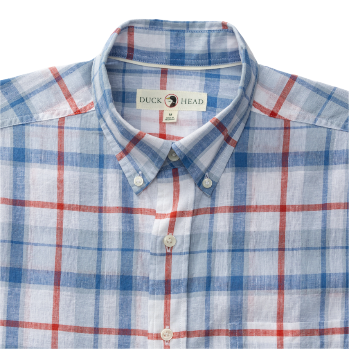 Linen Cotton Sport Shirt - Conner Plaid (Light Blue)