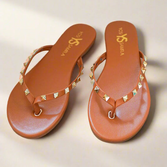 RIVINGTON STUD FLIP FLOP COGNAC